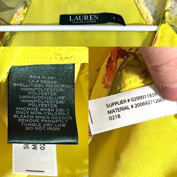 Lauren Ralph Lauren Floral Georgette Chiffon Wrap Bell Sleeve Blouse Size Small - Picture 9 of 17